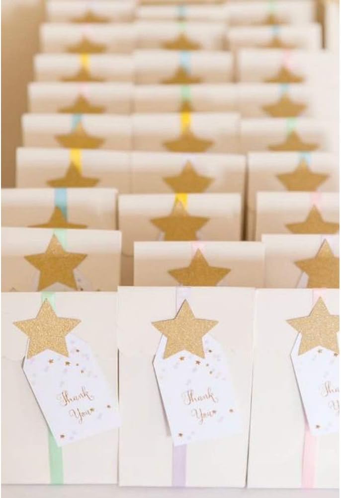 MOWO Glitter Five Stars Confetti Wedding Party Decor and Table Decor, 1.2’’ in Diameter (Glitter Gold,200pc)