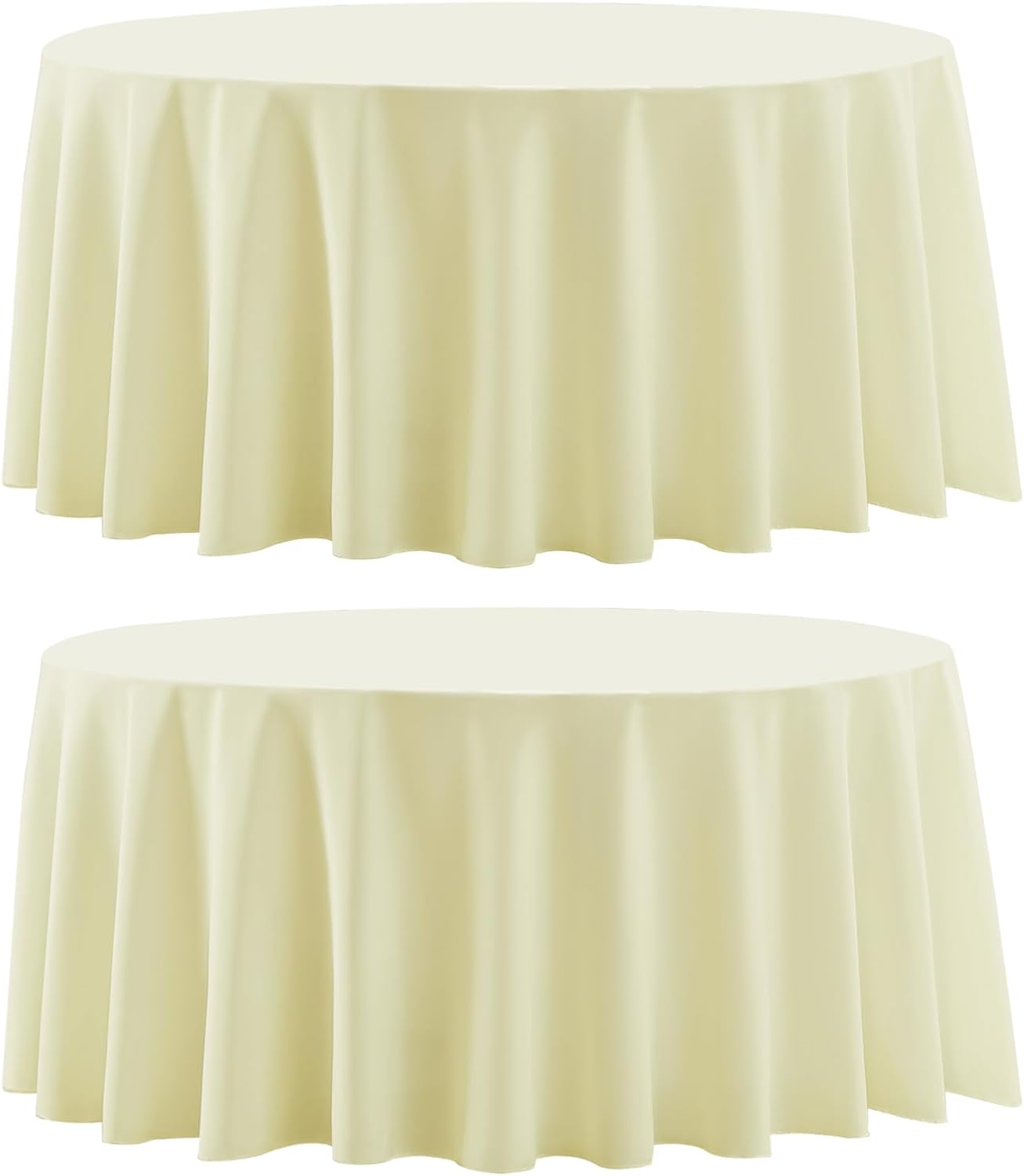 Round Tablecloth 2 Pack 90 Inch Ivory Tablecloths Washable Decorative Linen Polyester Table Clothes Cover for Dining Table Banquets Buffet Parties and Wedding