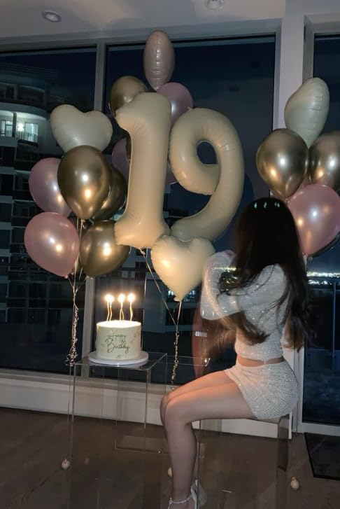 Cream White 1 Number Balloon 40 inch, Number 1 Birthday Balloon for Boy Girl, Cream White Foil One Balloon for 1st 10 11 12 16 18 Birthday Party, Anniversary Celebration Number Balloons Decorations