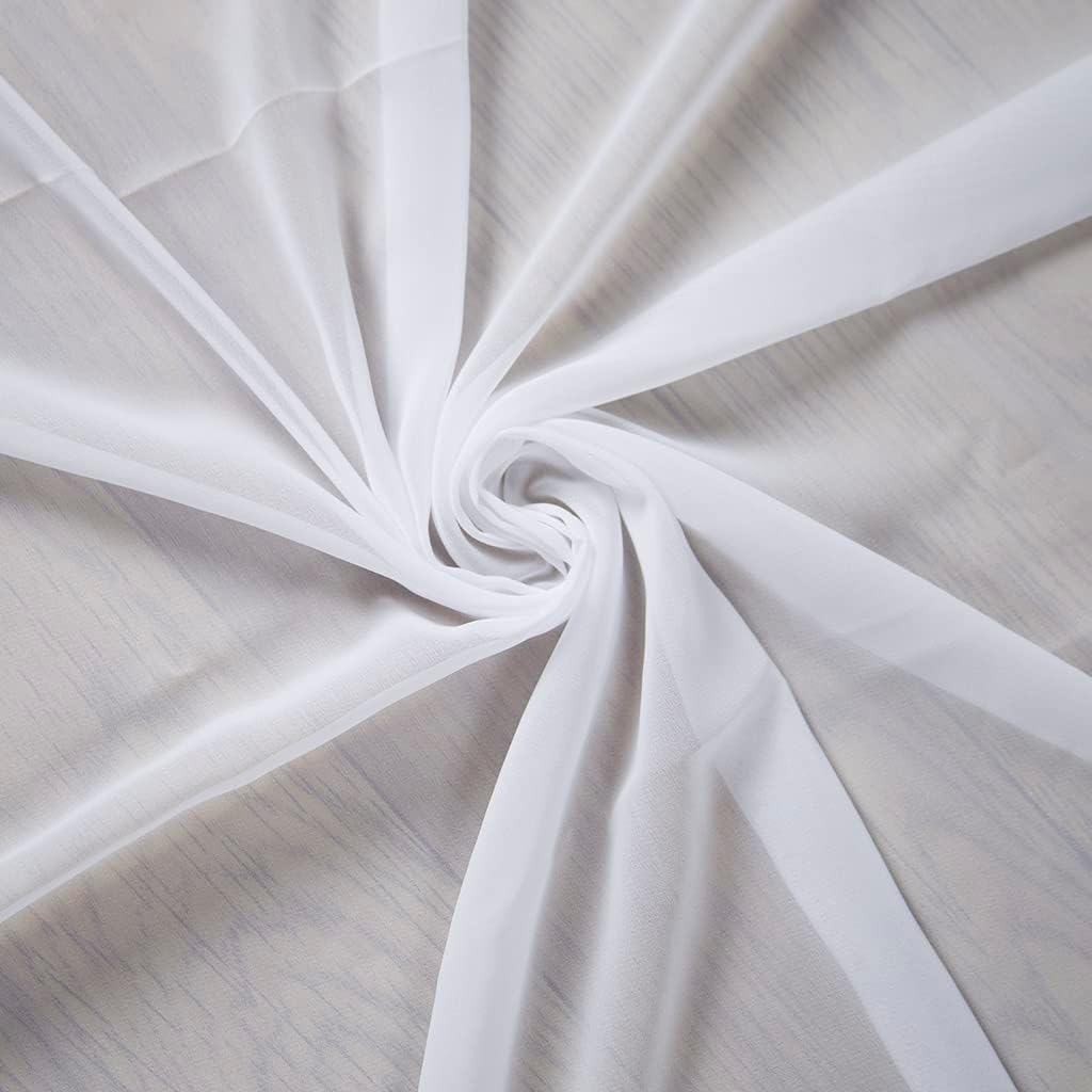 White Wedding Arch Draping Fabric 20Ft Long Chiffon Fabric Drapes 2 Panels White Chiffon Drapes for Romantic Wedding Ceremony Reception Swag Chiffon Fabric Drape for Party Ceremony Arch Stage