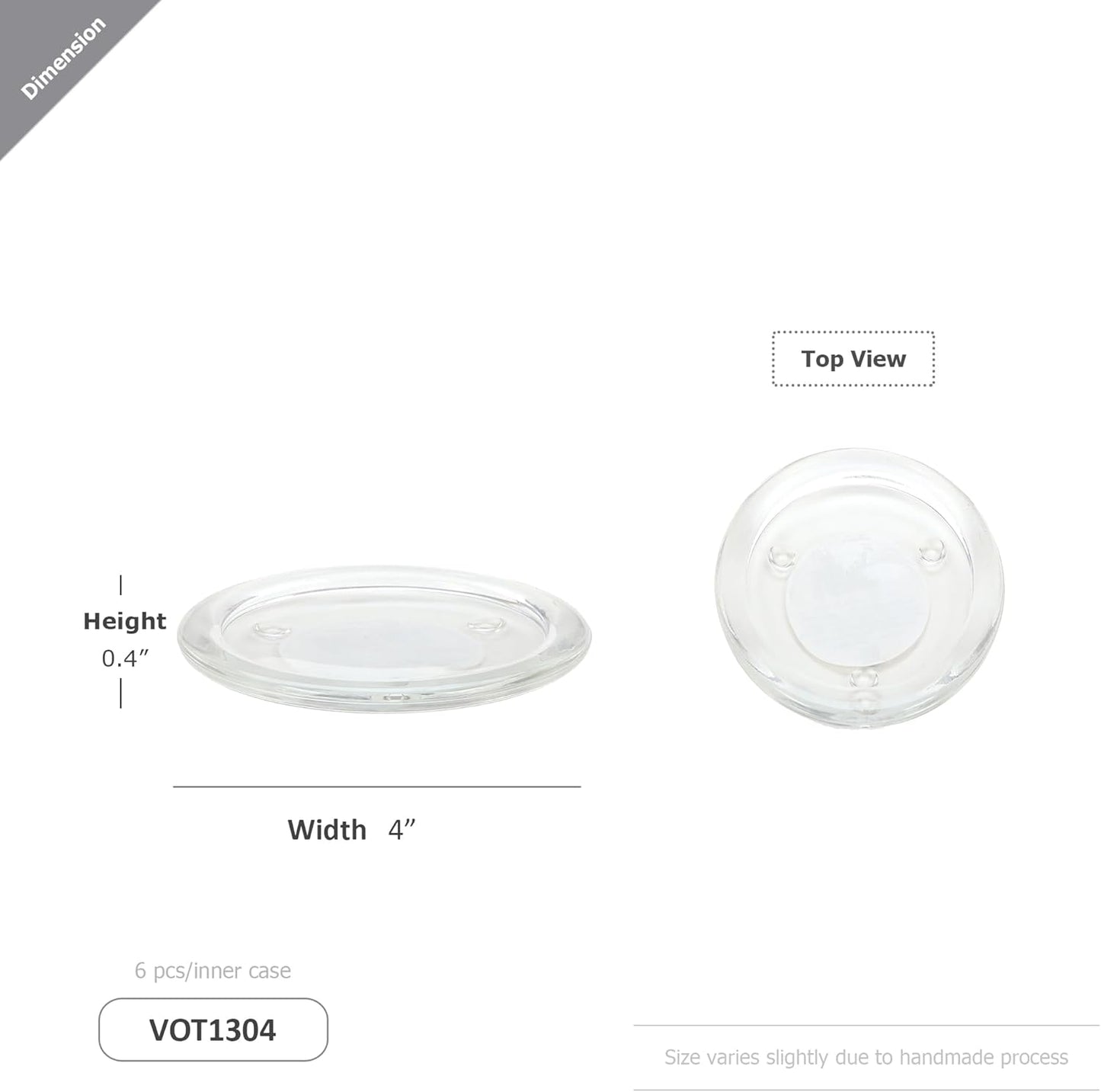 WGV Tea Light Votive Candle Holder Plate 4" W, Clear Flat Plate Glass, Small Home Accent Decor, 1 Pc