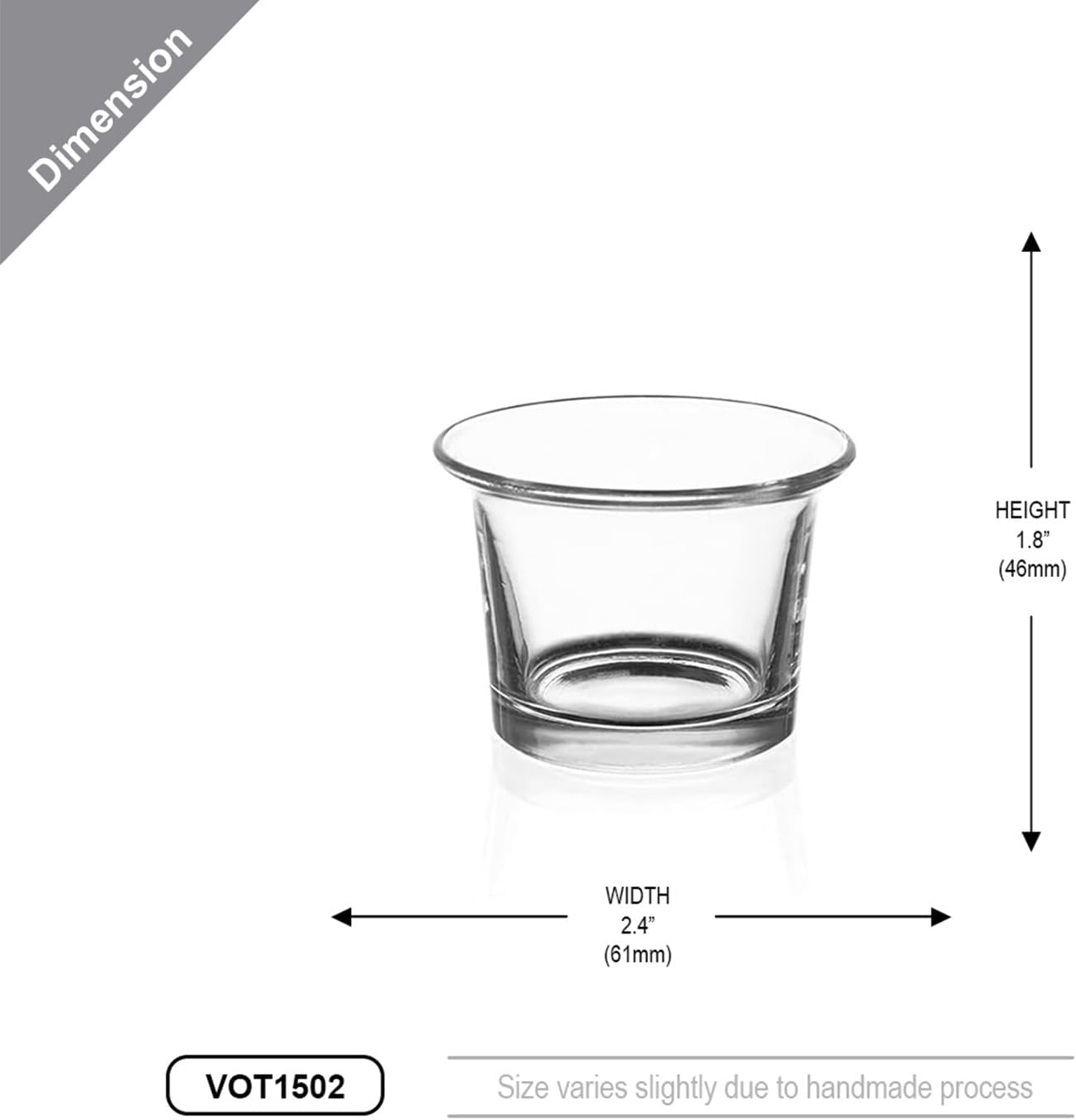 WGV Flare Lip Cylinder Tea Light Votive Candle Holder 2.4" W x 1.75" H, Clear Oyster Glass Cup, Small Accent Decor, 24 Pieces