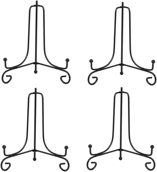 (4 pack)8"Iron Display Stand, Black Iron Easel Plate Display Photo Holder Stand, Displays Picture Frames, Cookbooks, Decorative Plates, Tablets and Art