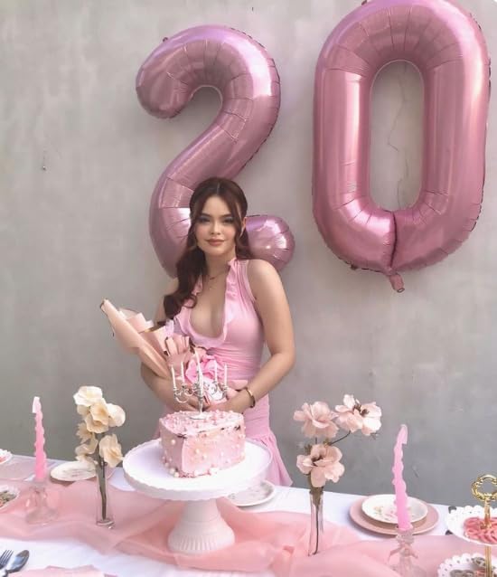 Big Pearlescent Pink 40 Inch 9 Balloon Number, Jumbo Giant 9th 19 29 39 49 99 Birthday Party Decorations, Large Pearl Pink Foil Balloons Anniversary Birthday Party Engagement Decorations