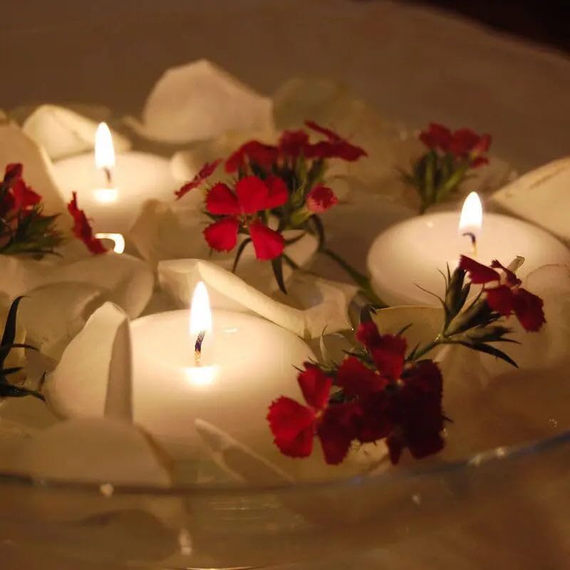 36 Floating Candles, Smoke-Free and odorless, Burning continuously for 8-10 Hours, White, 3-inch Floating Candles, Suitable for Valentine's Day, Weddings, Holidays, Home Decoration