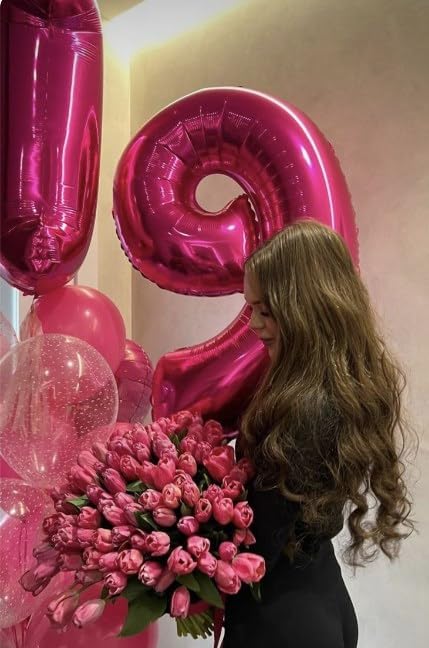 40 Inch Big Hot Pink 9 Balloon Number, Jumbo Giant Happy 9th 19 29 39 49 99 Birthday Party Decorations, Large Nine Mylar Foil Anniversary Birthday Party Engagement Decorations