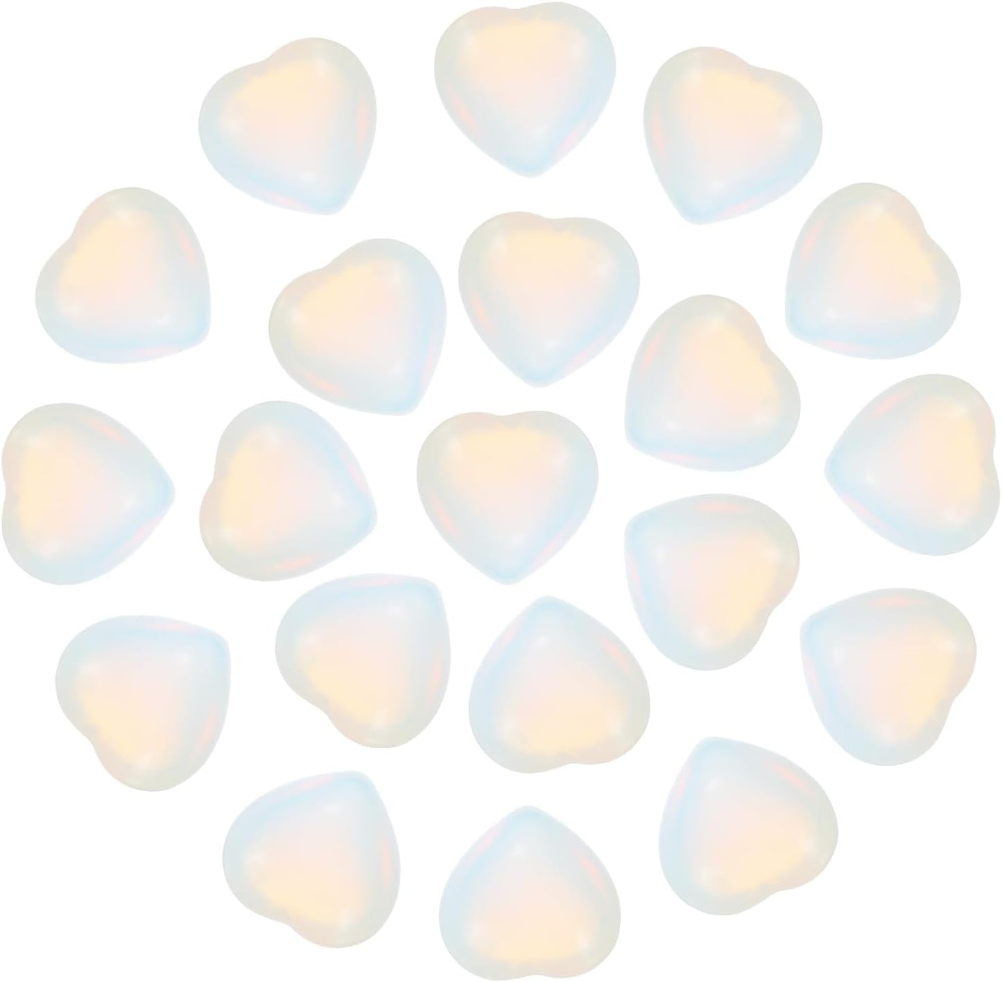 PATIKIL 20 Pcs Natural Heart Shaped Crystal Stone, 0.6 Inch Mini Polished Love Gemstone Crystal, Pocket Rock Engraved Worry Stones for Women Gifts Meditation, AB White