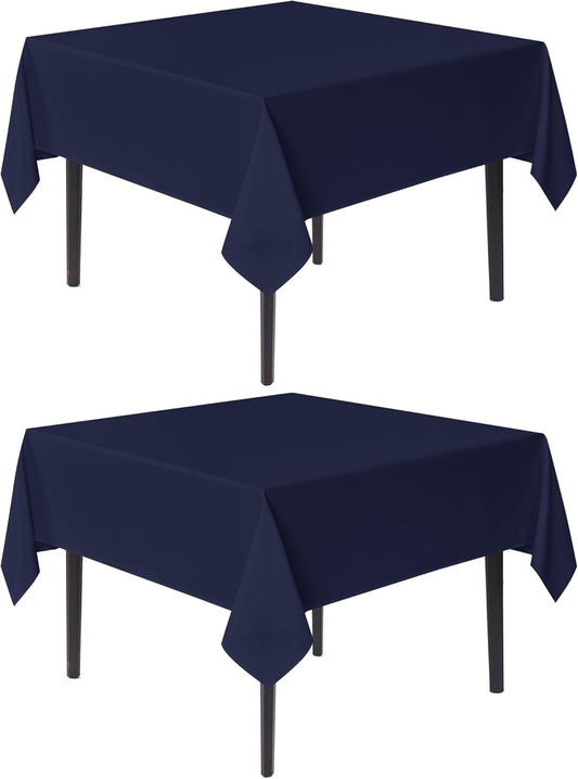 sancua Square Tablecloths 54x54 Inch, 2 Pack - Navy Blue Fabric Table Cloth for Square or Round Tables, Washable Polyester Table Cover for Dinner, Holiday Party, Decorative Display Tables