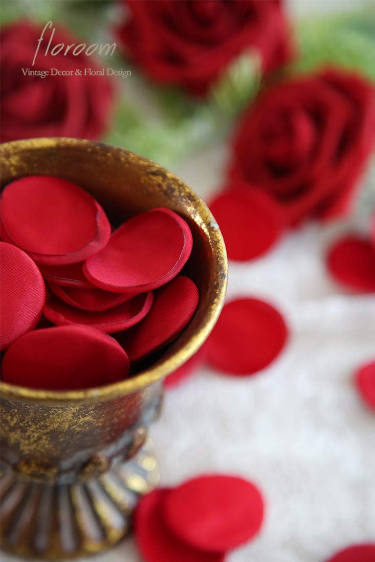 Floroom 500pcs Rose Petals Dark Red Faux Silk Flower Petals for Wedding Flower Girl Basket Aisle Scatter Dinner Table Centerpieces Party Confetti Bridal Shower Romantic Night Decoration