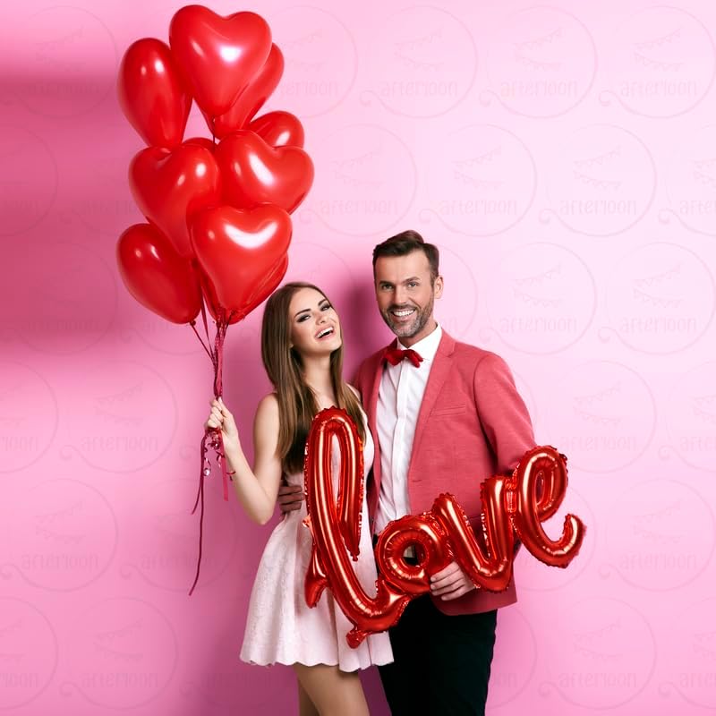 AFTERLOON® Biodegradable Balloons 100 pcs Ruby Red 12 Inch Heart Shaped, Thickened Extra Strong Natural Latex Helium Float, Proposal Marriage Love Baby Shower Gender Reveal Wedding Bridal