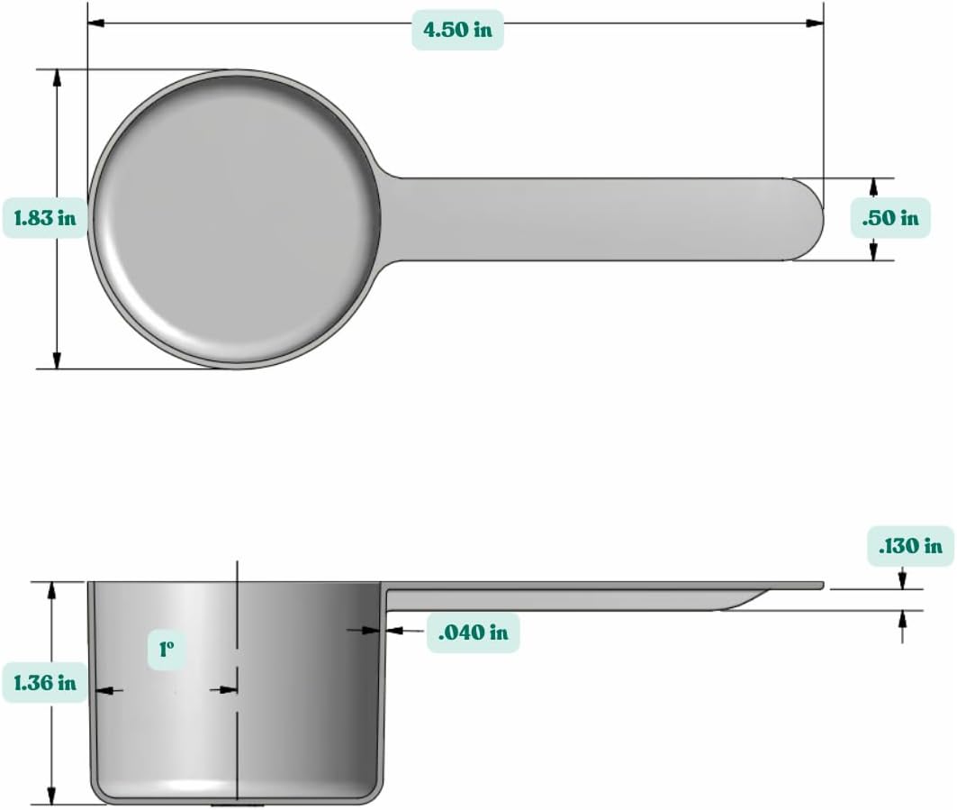 50 mL (50 CC | 1.69 Oz.) Long Handle Scoop for Measuring Coffee, Pet Food, Grains, Protein, Spices and Other Dry Goods (Pack of 25)