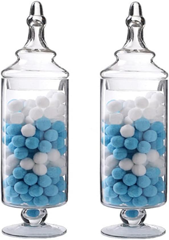Glass Apothecary Jars Clear Elegant Decorative Buffet Jars Wedding Candy Organizer Storage Canisters Small Home Decor 2 Pcs