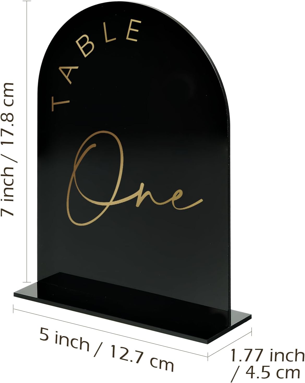 Black Arch Wedding Table Numbers 1-20 with Stands, 5x7 Inch Black Arch Acrylic Sign with Gold Letters, Acrylic Table Numbers for Wedding Reception