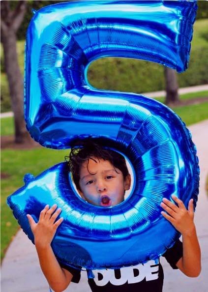 Navy Blue 40 Inch Large Number 5 Birthday Balloon, Five 5th 15 25 35 50 55 Birthday Celebration Decorations, Foil 5 Mylar Helium Number 5 Balloons Girl Boy Anniversary Party Supplies
