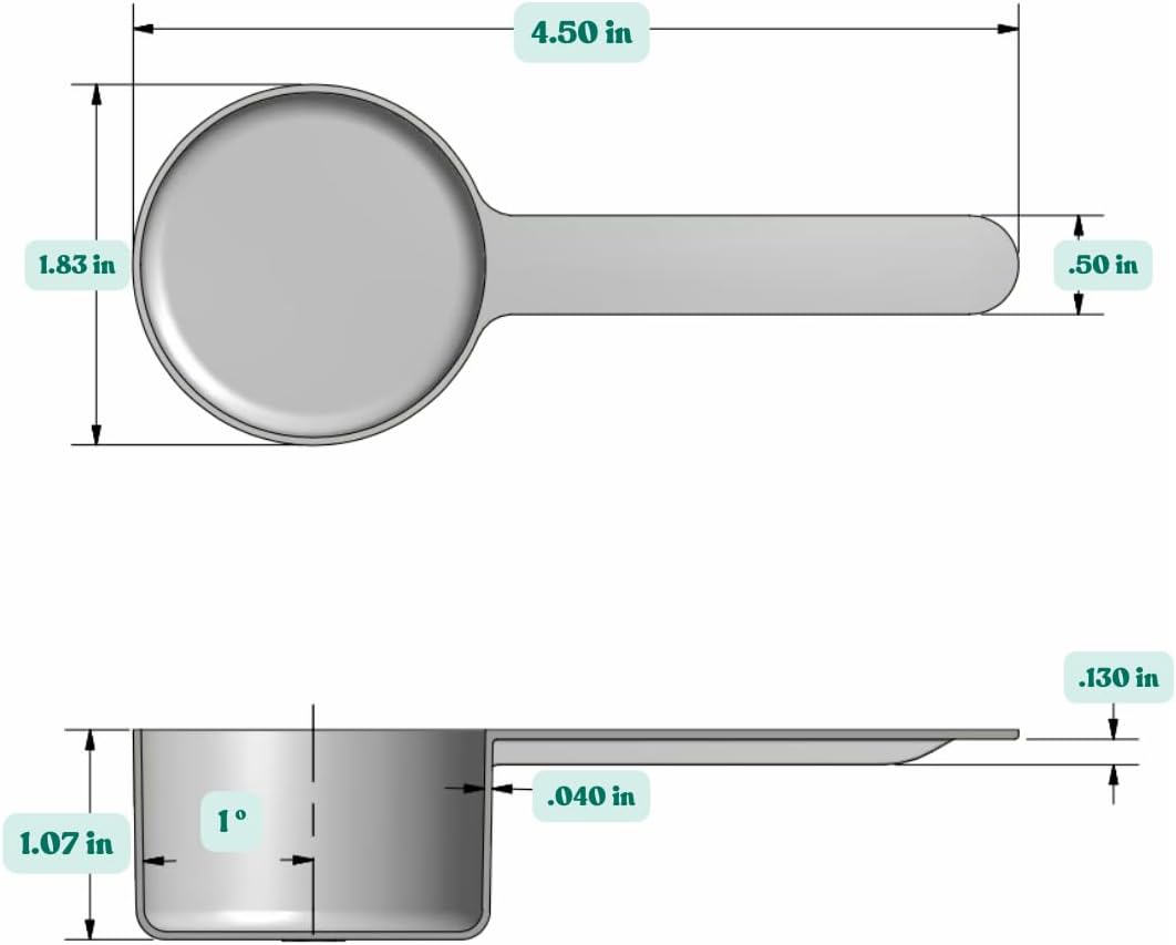 39 mL (8 Teaspoon | 1.32 Oz. | 2.63 Tablespoon) Long Handle Scoop for Measuring Coffee, Pet Food, Grains, Protein, Spices and Other Dry Goods (Pack of 25)