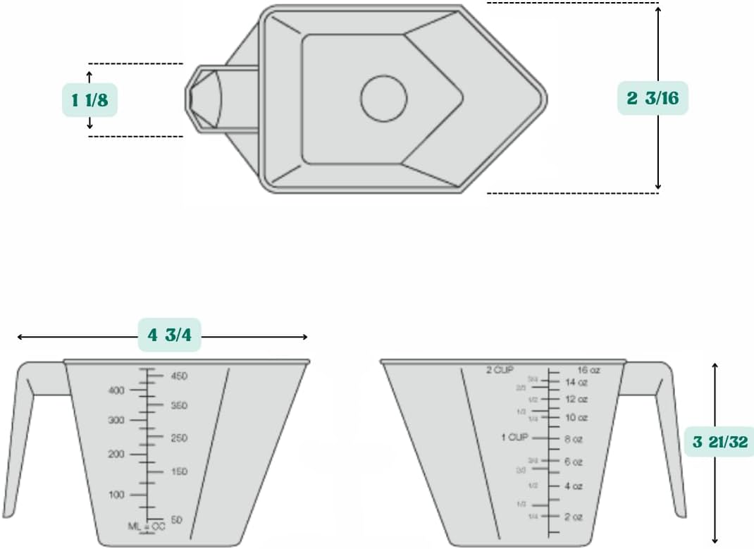 2 Cup LONG Handle (1 Pint | 16 Oz. | 500 mL) Scoop for Measuring Coffee, Pet Food, Grains, Protein, Spices and Other Dry Goods (Pack of 100)