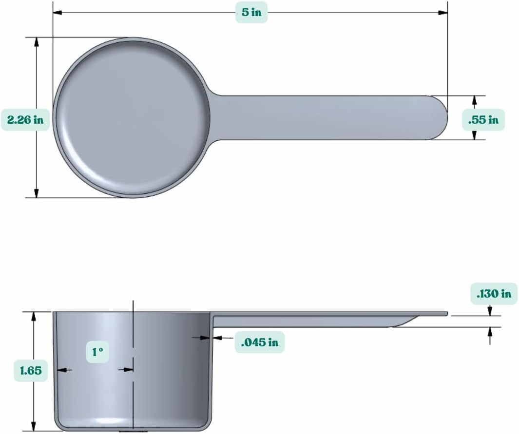 94 mL (94 CC | 3.18 Oz.) Long Handle Scoop for Measuring Coffee, Pet Food, Grains, Protein, Spices and Other Dry Goods (Pack of 5)