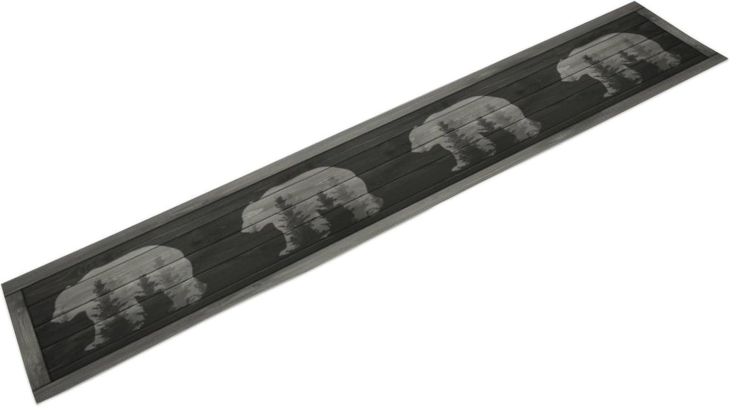 Rustic Country Bear Table Runner, Black Wood Wooden Cabin Wild Animals Hunting Table Cloth for Home Kitchen Dining Table Runner 13x36 Inch