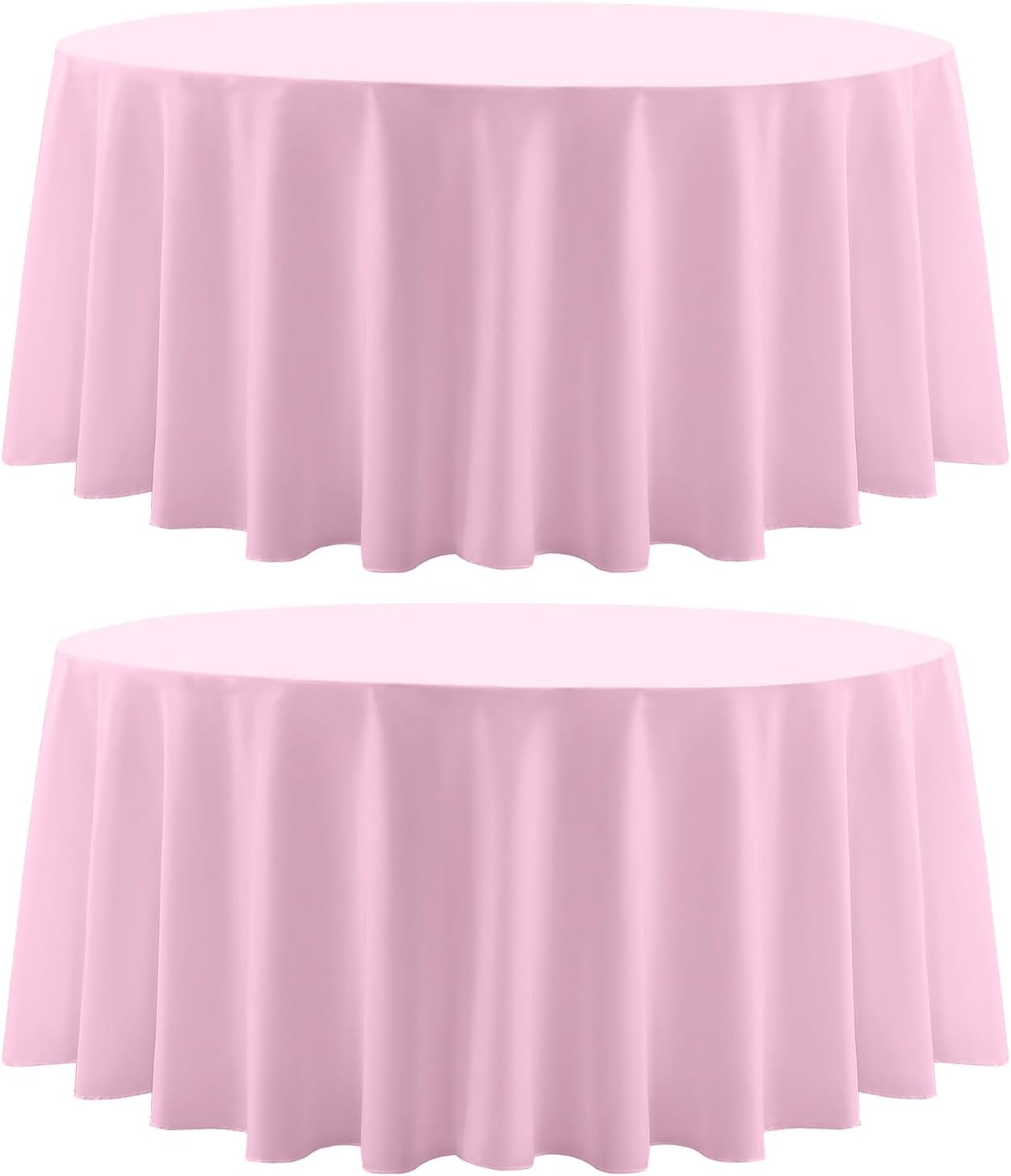 Round Tablecloth 2 Pack 108 Inch Pink Tablecloths Washable Decorative Linen Polyester Table Clothes Cover for Dining Table Banquets Buffet Parties and Wedding