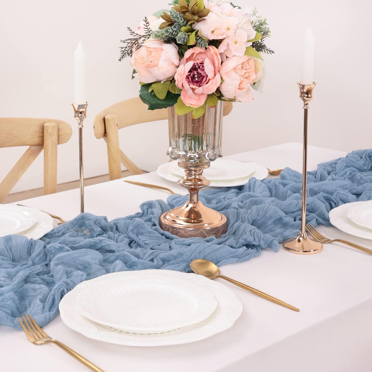Dusty Blue Table Runner Cheesecloth Table Runner 10 Pack 10FT Farmhouse Table Runners 120 Inches Fall Table Decor Dining Room Centerpiece Wedding Boho Baby Shower Birthday
