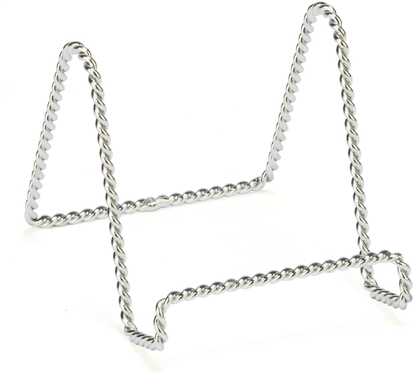 TRIPAR Decorative Twisted Wire Stand, Chrome Display (3 Inch Depth) Tabletop Easel Sleek & Modern Look - Perfect for Books, Plates, Photos & More