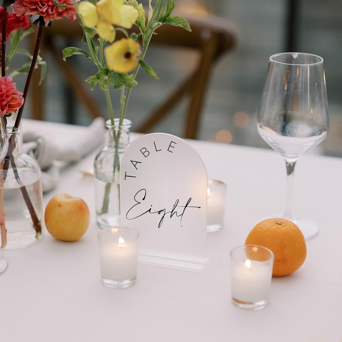 JINMURY Frosted Arch Wedding Table Numbers 1-20 with Stands, 5x7 Inch Frosted Arch Acrylic Sign with Black Letters, Arched Acrylic Table Numbers for Wedding Reception