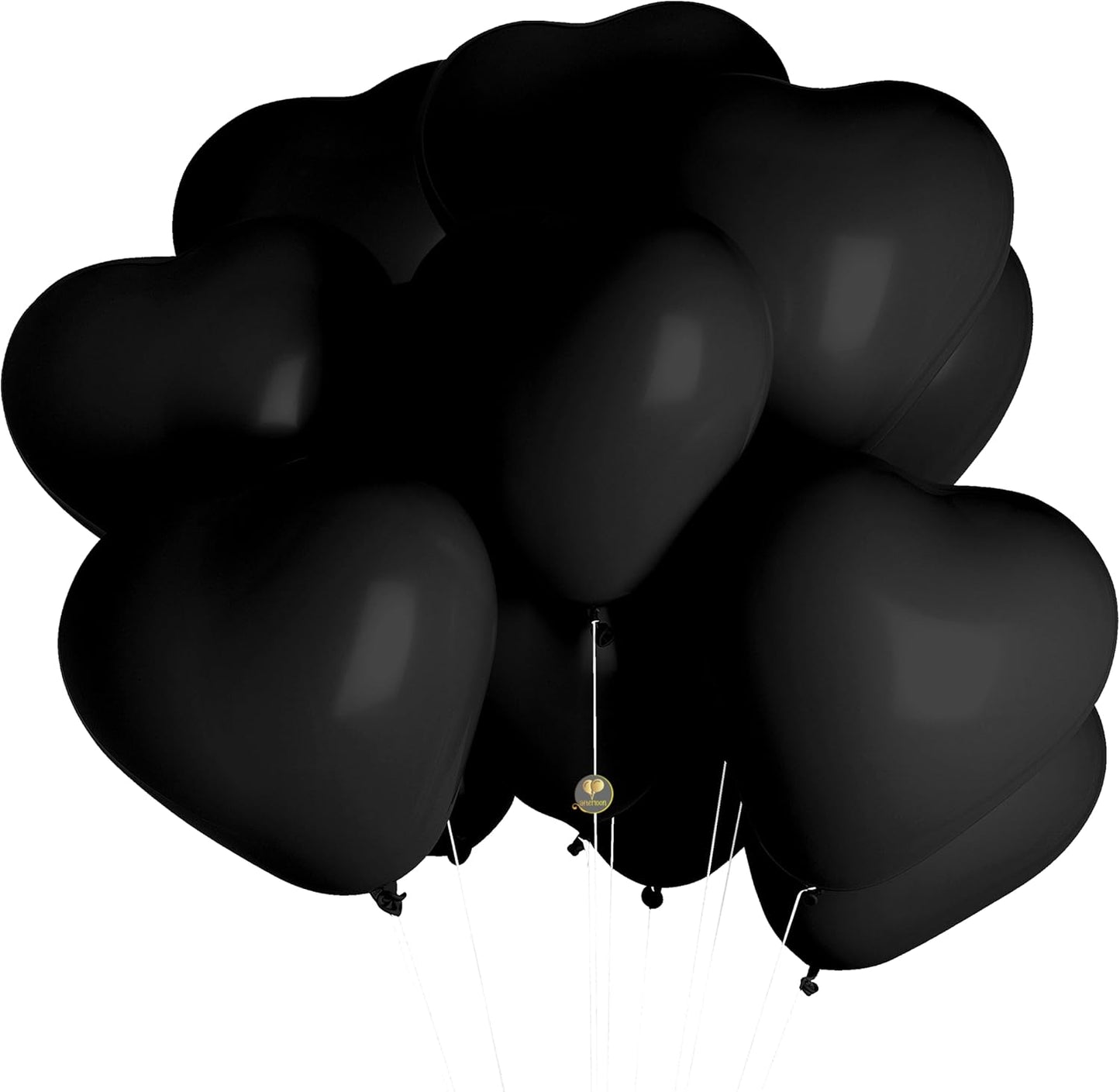 AFTERLOON® Biodegradable Balloons 24 pcs Onyx Black 12 Inch Heart Shaped, Thickened Extra Strong Natural Latex Helium Float, Proposal Marriage Love Baby Shower Gender Reveal Wedding Bridal
