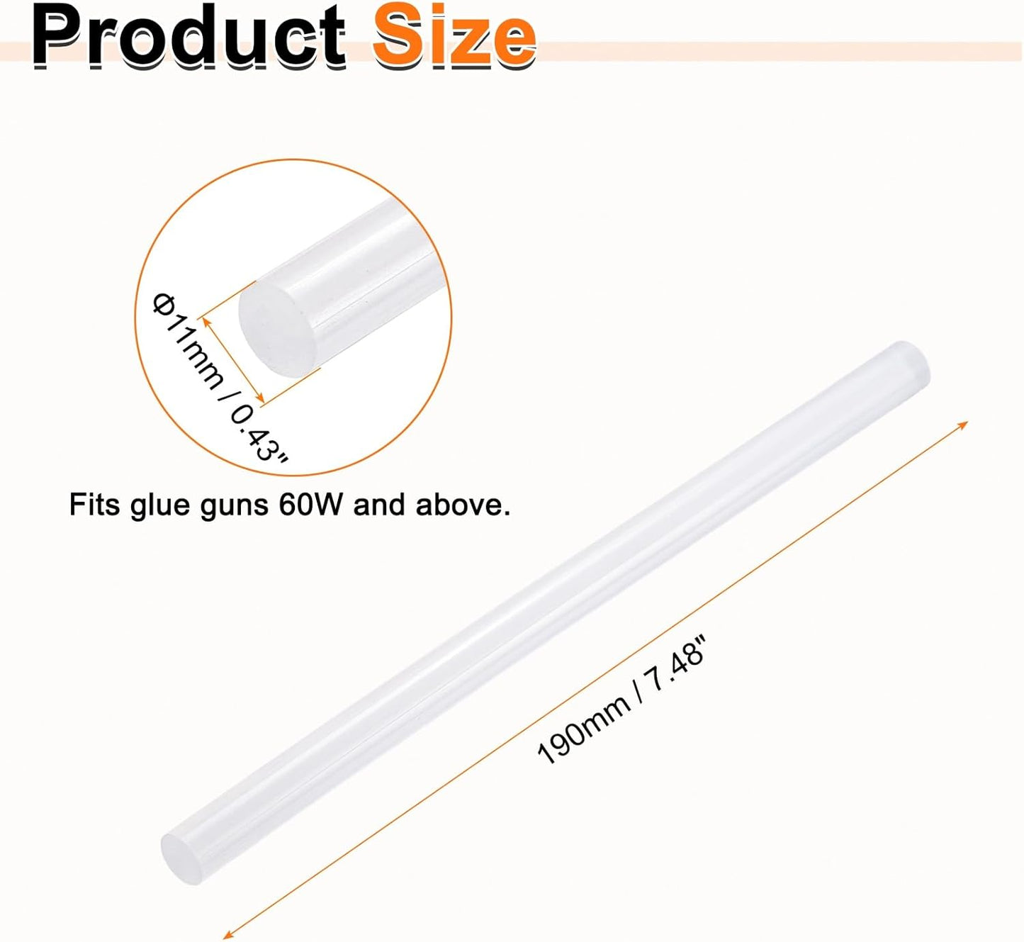 HARFINGTON 10pcs Hot Glue Sticks 0.43" Dia x 7.48" Long EVA Mini Hot Melt Adhesive Glue Stick for Hot Melt Gun Wood Plastic Glass Flowers Fabrics Foam, Clear