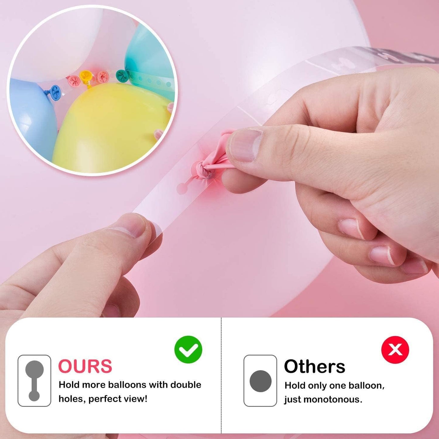 Balloon Arch Decorating Kit - 2 Rolls Tape Strips for Garlands, Party and Wedding Decorations