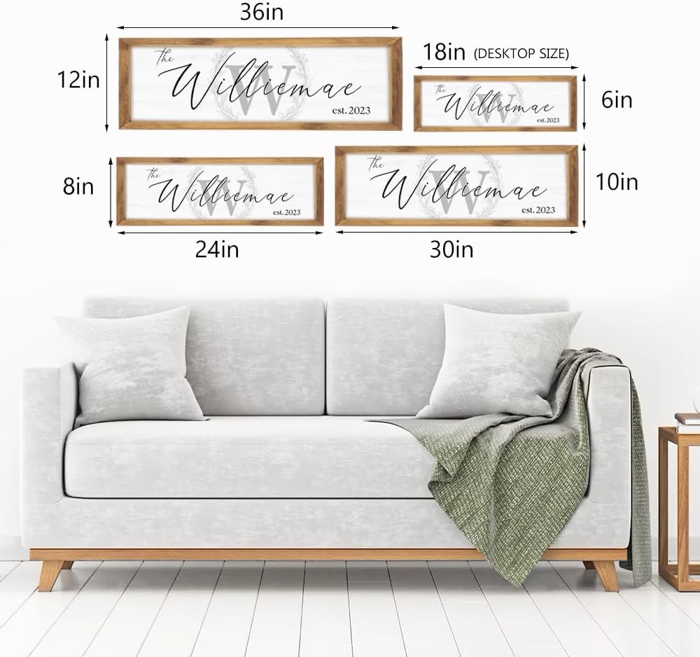 Last Name Signs for Home, Personalized Wall Decor, Monogram Gifts, Framed Wooden Family Name Sign for Home Decor, Custom Wood Signs, Established Signs