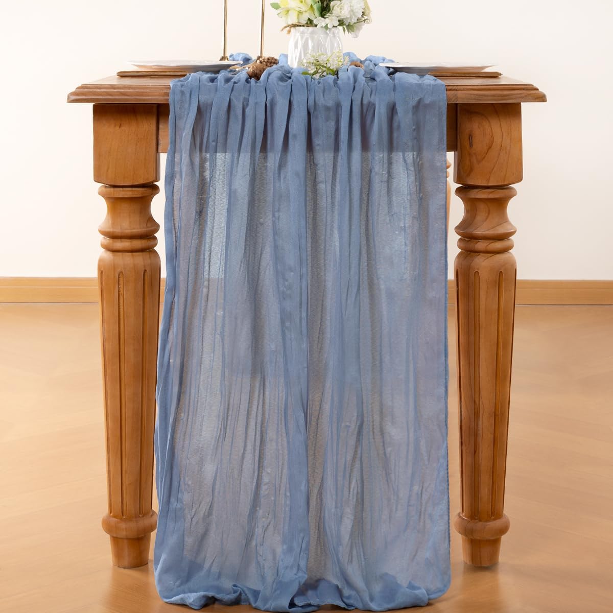 Dusty Blue Table Runner Cheesecloth Table Runner 14FT Farmhouse Table Runners 160 Inches Fall Table Decor Dining Room Centerpiece Wedding Boho Baby Shower Birthday