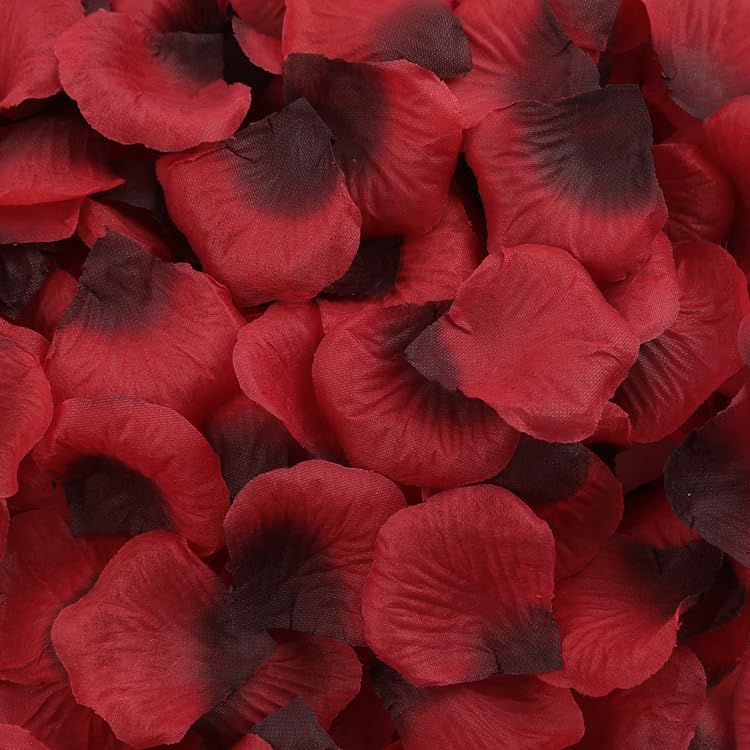 3300 PCS Artificial Fake Rose Petals,Flower Petals,Romantic Nightfor Her/Him Set,Wedding, Engagement, Party, in Bulk Flower Decorations（Dark Reddish with Black）