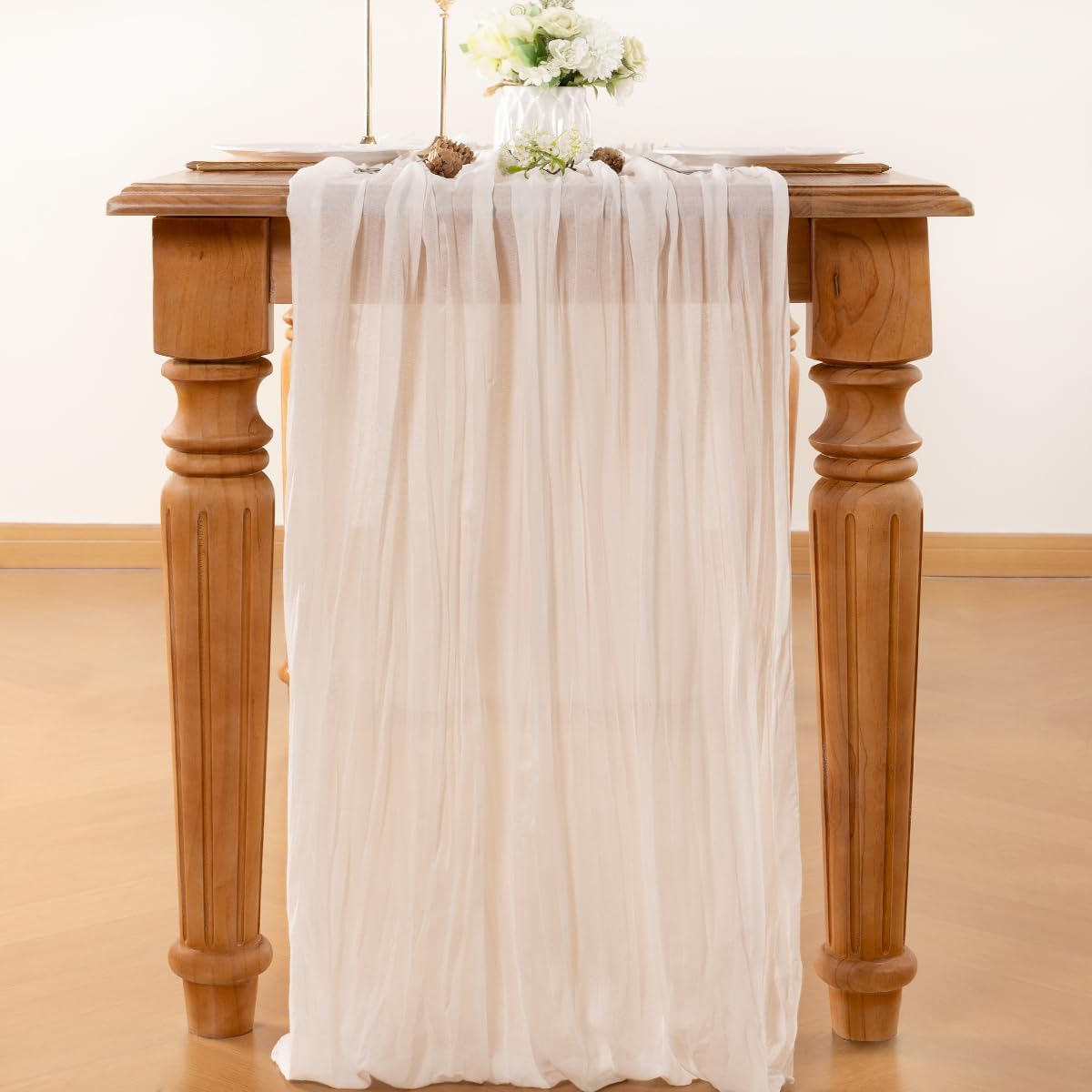 Ivory Table Runner Cheesecloth Table Runner 14FT Farmhouse Table Runners 160 Inches Fall Table Decor Dining Room Centerpiece Wedding Boho Baby Shower Birthday