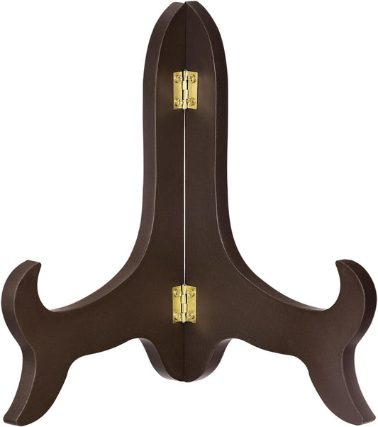 uxcell 9" Easel Plate Holder, Wooden Folding Display Stand Brown for Decorative Picture Frame