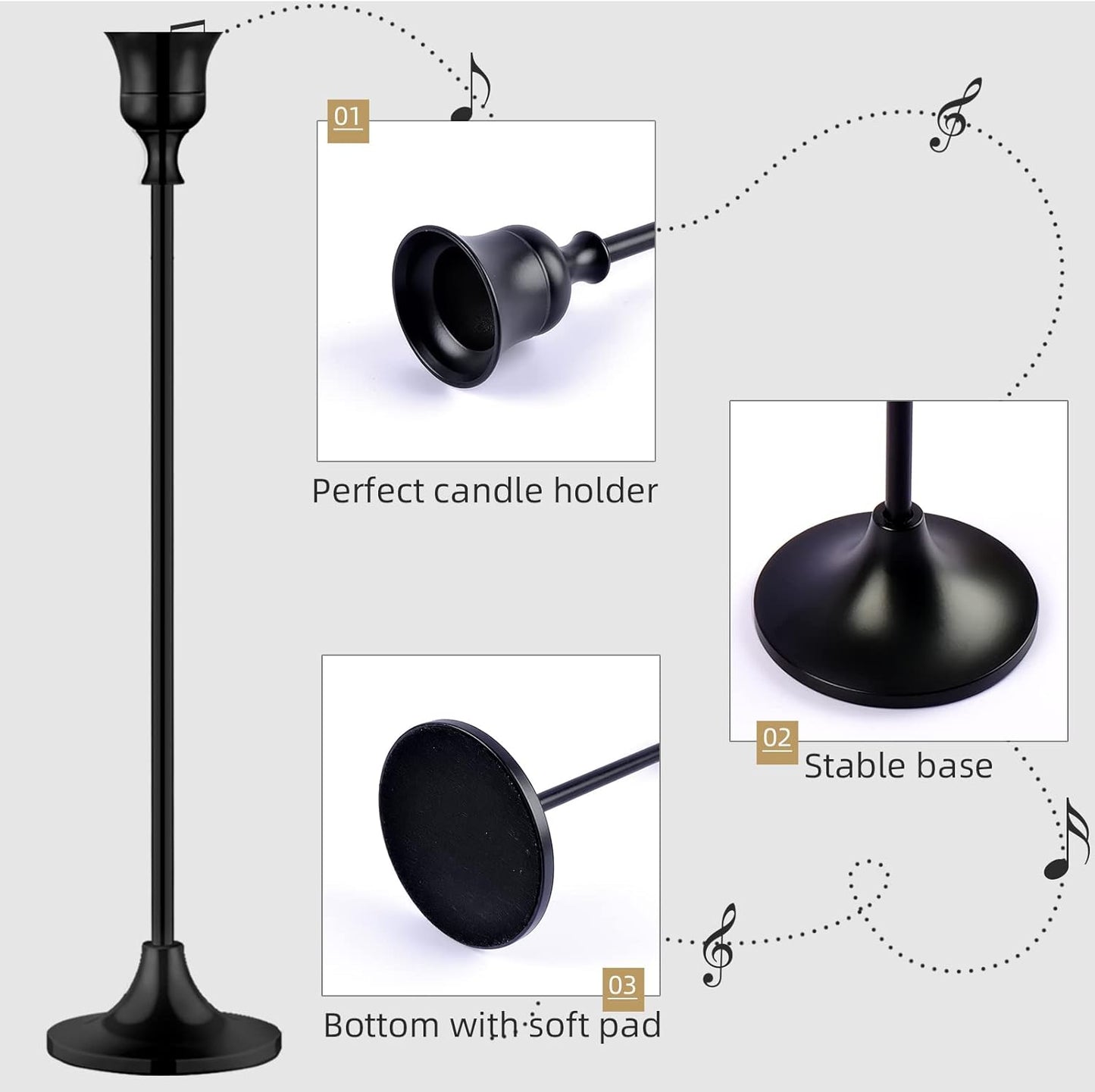 Candlestick Holders,Taper Candle Holder for Candlesticks Black Candelabra Candle Holder Vintage Candle Stick Candle Holders for Fireplace Party Dining Home