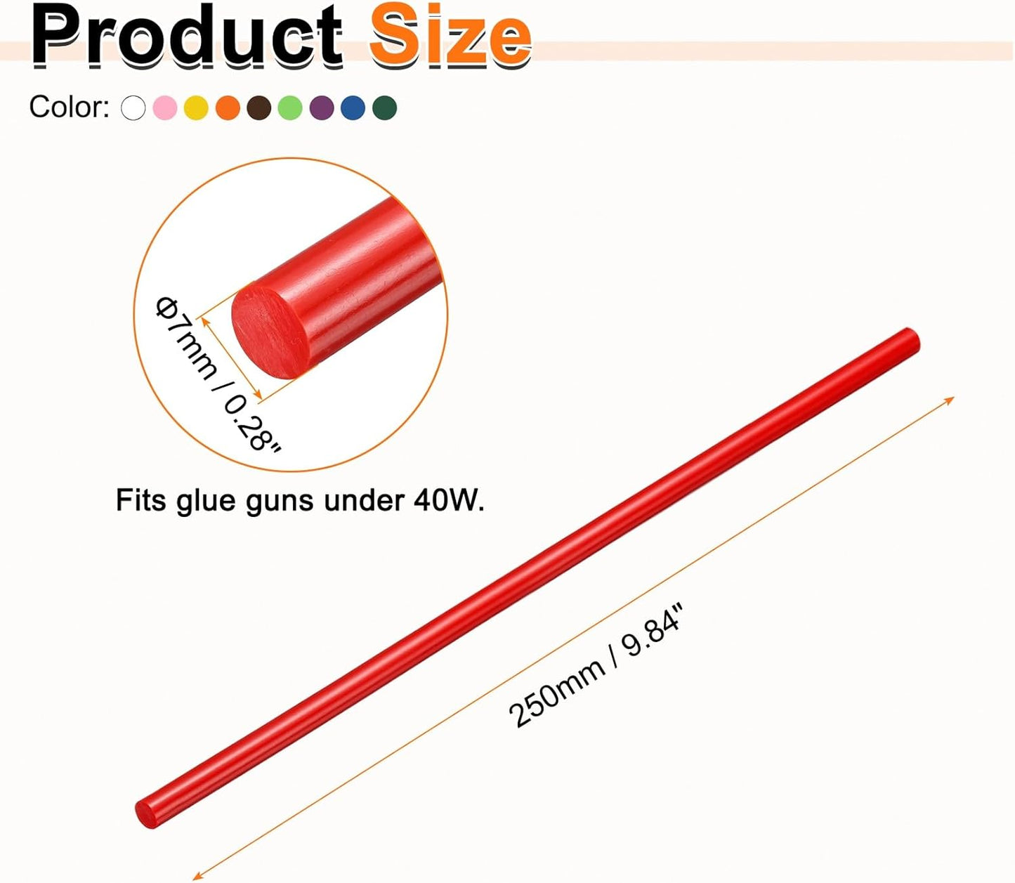 HARFINGTON 10pcs Hot Glue Sticks 0.28" Dia x 9.84" Long EVA Mini Hot Melt Adhesive Glue Stick for Hot Melt Gun Wood Plastic Glass Flowers Fabrics Foam, Multicolor