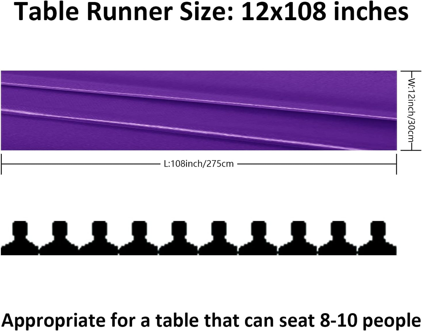 6Pack Table Runner 12 x 108 Inches Satin Silk Table Runner for Wedding, Birthday Party, Banquets, Graduations Decoration, fit Rectange and Round Table-Purple