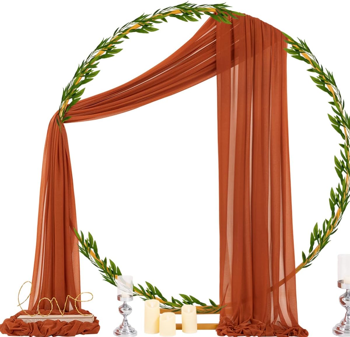 Socomi Terracotta Sheer Wedding Decor Fall Draping Fabric 29" x 20Ft 4 Panels Arch Outdoor Curtain Drapes Extra Long for Bridal Baby Shower Birthday Party Decor