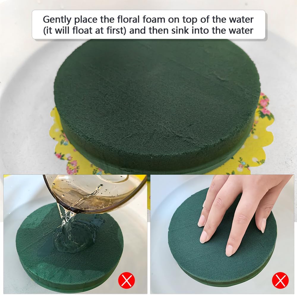 6 Pcs Round Floral Foam Blocks Each (3” X 1.5”) Green Wet & Dry Flower Foam for Fresh & Artificial Flower Arrangements, DIY Crafts, Arts, Weddings, Birthdays and Garden Decorations (Size: 3 Inch)