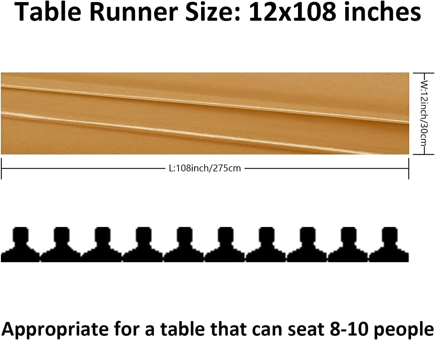 12Pack Table Runner 12 x 108 Inches Satin Silk Table Runner for Wedding, Birthday Party, Banquets, Graduations Decoration, fit Rectange and Round Table-Gold