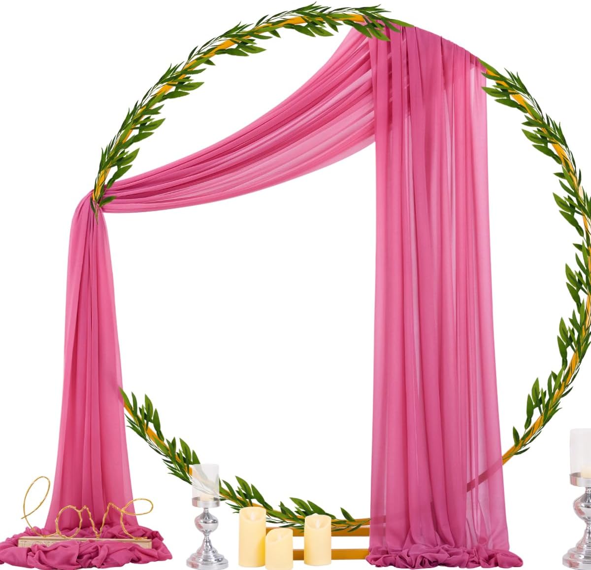 Socomi Wedding Arch Draping Fabric 29" x 20Ft 1 Panel Fuchsia Sheer Outdoor Curtain Drapes Extra Long for Bridal Baby Shower Ceremony Birthday Party Decor