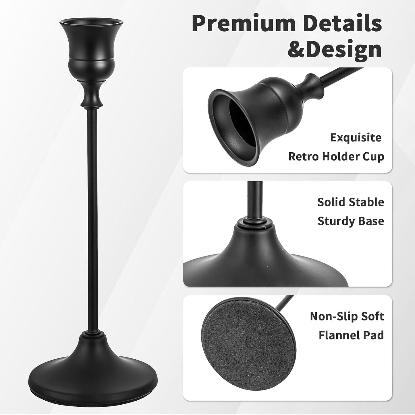 CHILL RECIPE Black Candlestick Holder Tall Taper Candle Holder for Home Decor Table Centerpiece Party Festival Decorations Halloween Decoration (1 Set 3Pcs)