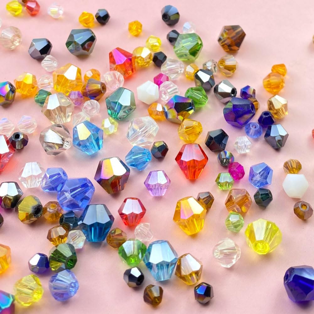 100pcs 8mm Bicone Crystal Glass Beads Loose Spacer Beads Faceted Craft Beads for Jewelry Making DIY Necklace Bracelet Earring Wind Chimes Suncatchers Ornamen(Mine Silver)