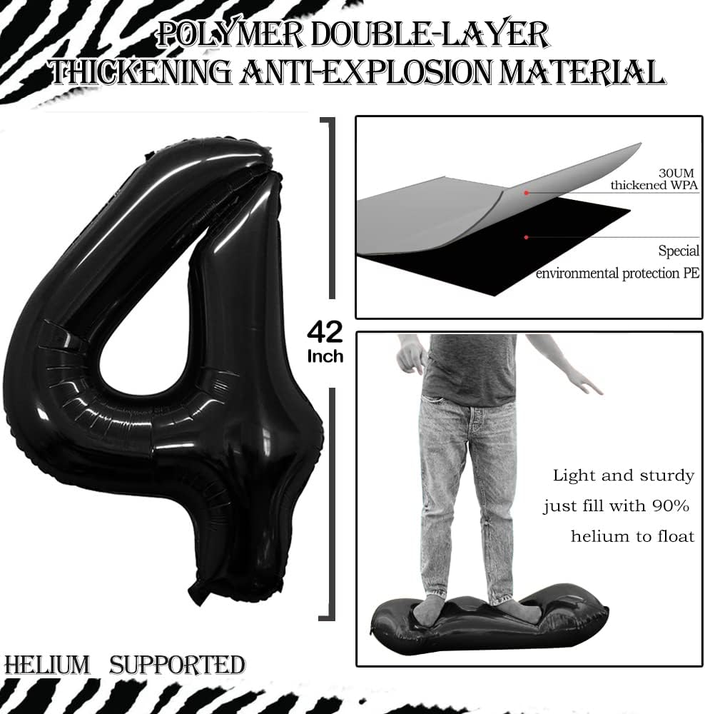 GOER Number 40 Balloons for 40th Birthday Party Decorations,42 Inch Jumbo Foil Helium Balloons for 40th Anniversary (Black)