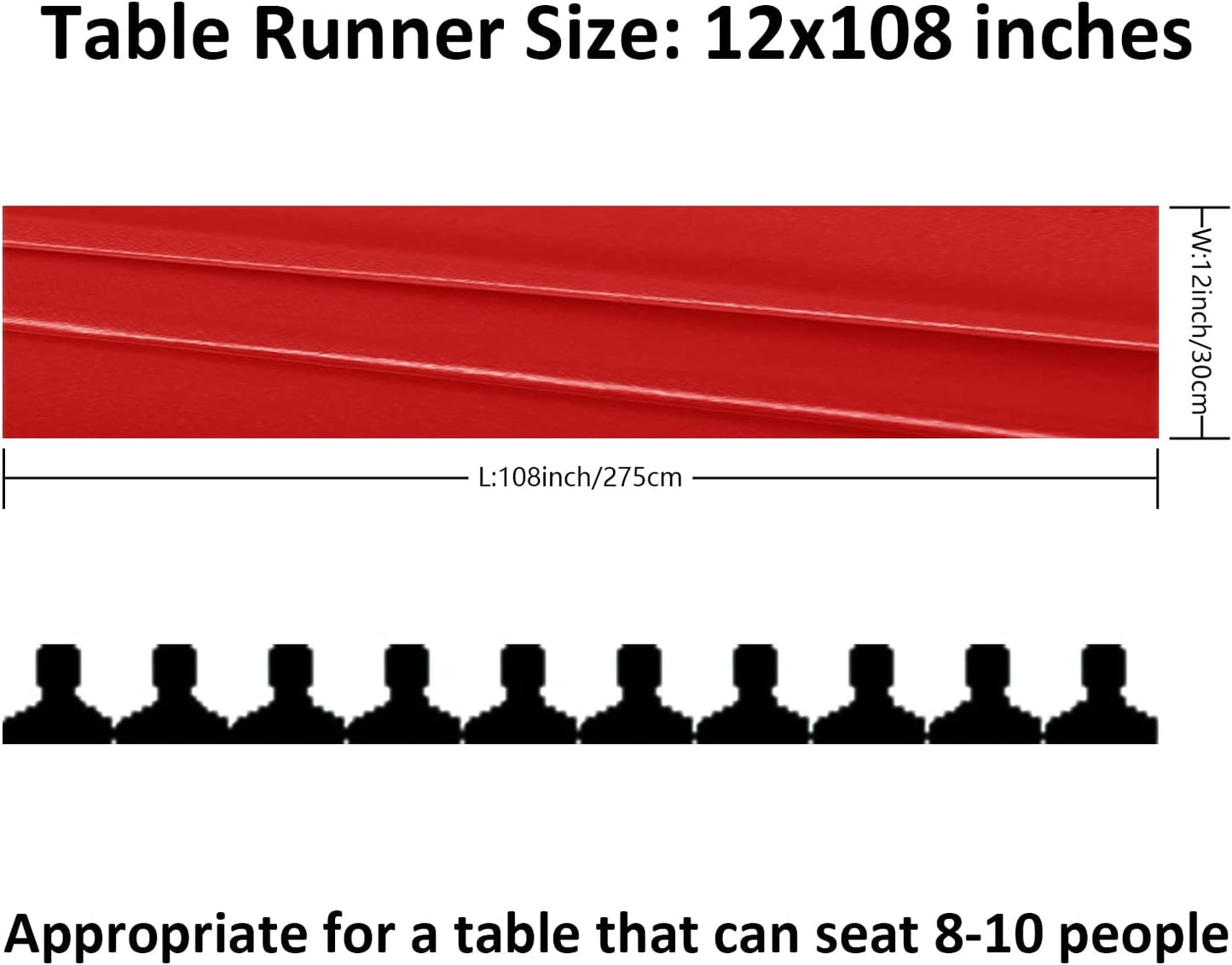 6Pack Table Runner 12 x 108 Inches Satin Silk Table Runner for Wedding, Birthday Party, Banquets, Graduations Decoration, fit Rectange and Round Table-Scarlet