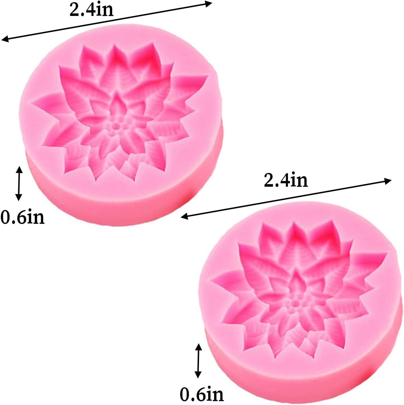 2PCS Christmas Holly Leaf Silicone Molds, Christmas Chocolate Fondant Mold for Baking, Plant Leave Resin Candle Soap Mold, Cake Decorating Dessert Mold, DIY Resin Casting Clay Craft Accessories