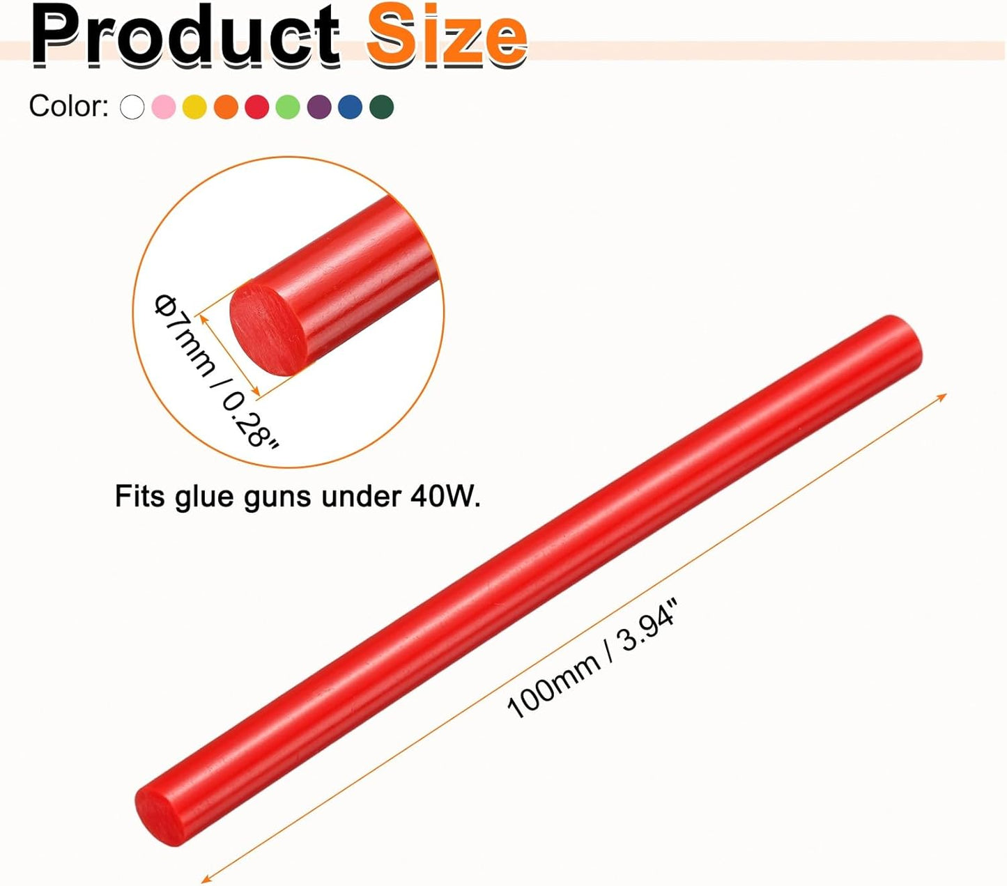 HARFINGTON 10pcs Hot Glue Sticks 0.28" Dia x 3.94" Long EVA Mini Hot Melt Adhesive Glue Stick for Hot Melt Gun Wood Plastic Glass Flowers Fabrics Foam, Multicolor