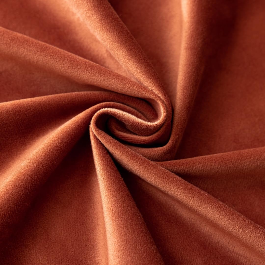 F-CHU Luxury Burnt Orange Tablecloth Thickset Velvet Tablecloth with Beautiful Gold Tassels Vintage Table Cloth for Home Decor Wedding, Party, Banquet and Events 67x120-Inch