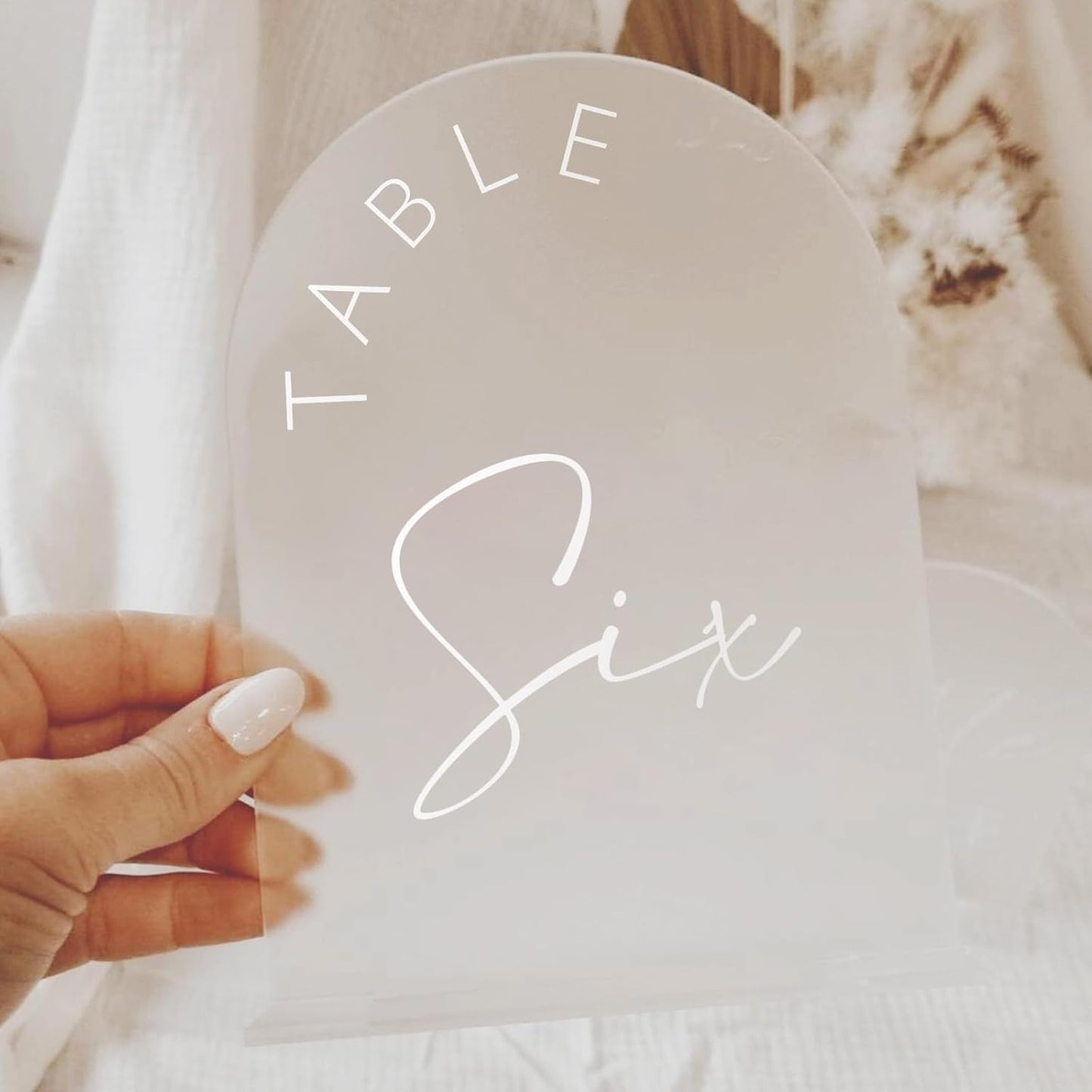JINMURY Frosted Arch Wedding Table Numbers 1-20 with Stands, 5x7 Inch Frosted Arch Acrylic Sign with White Letters, Arched Acrylic Table Numbers for Wedding Reception