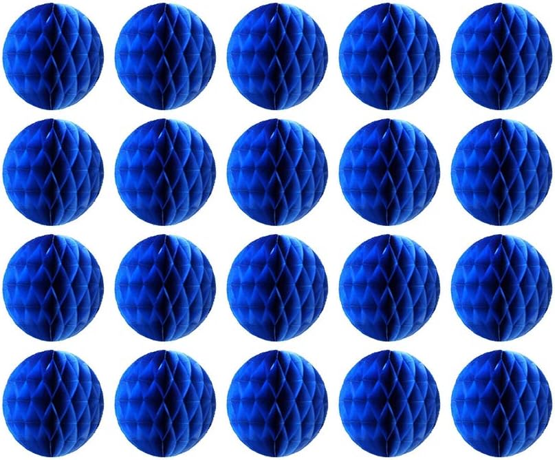 20pcs Honeycomb Flower Balls Party Honeycomb Balls Decoration Paper Flower Balls Tissue Paper Flower Ball Pom Poms Ball for Birthday Wedding Home Decor (6inch, Royal Blue)